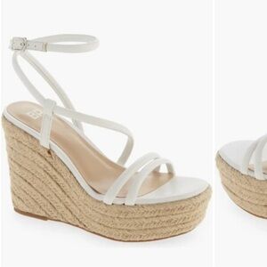 BP Nordstrom Cohan Espadrille Platform Wedge Sandal Heels White Size 8